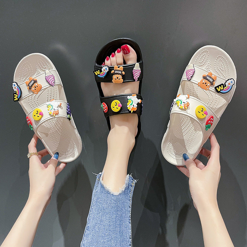 Women’s Linen Bow Flat Beach Sandals with PU Sole