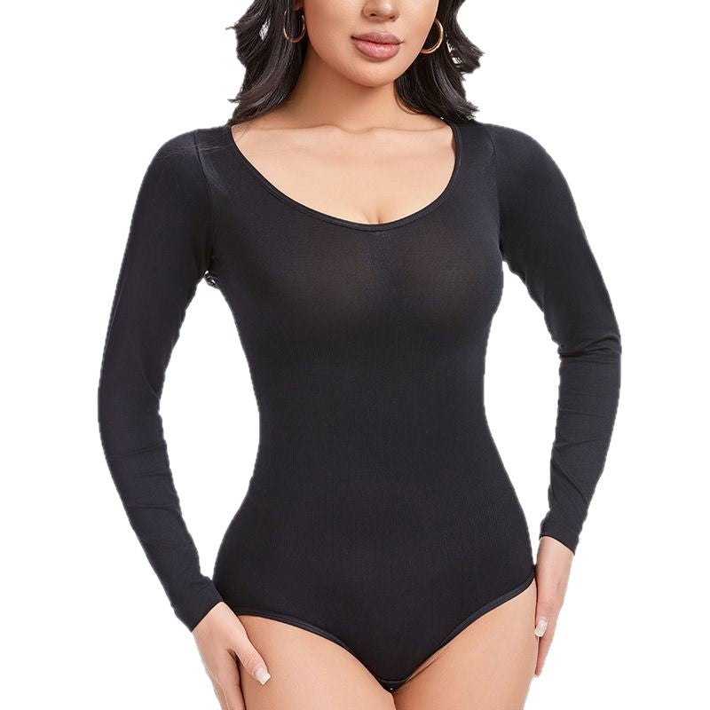 Seamless Long-Sleeve Tummy Control Shapewear Bodysuit