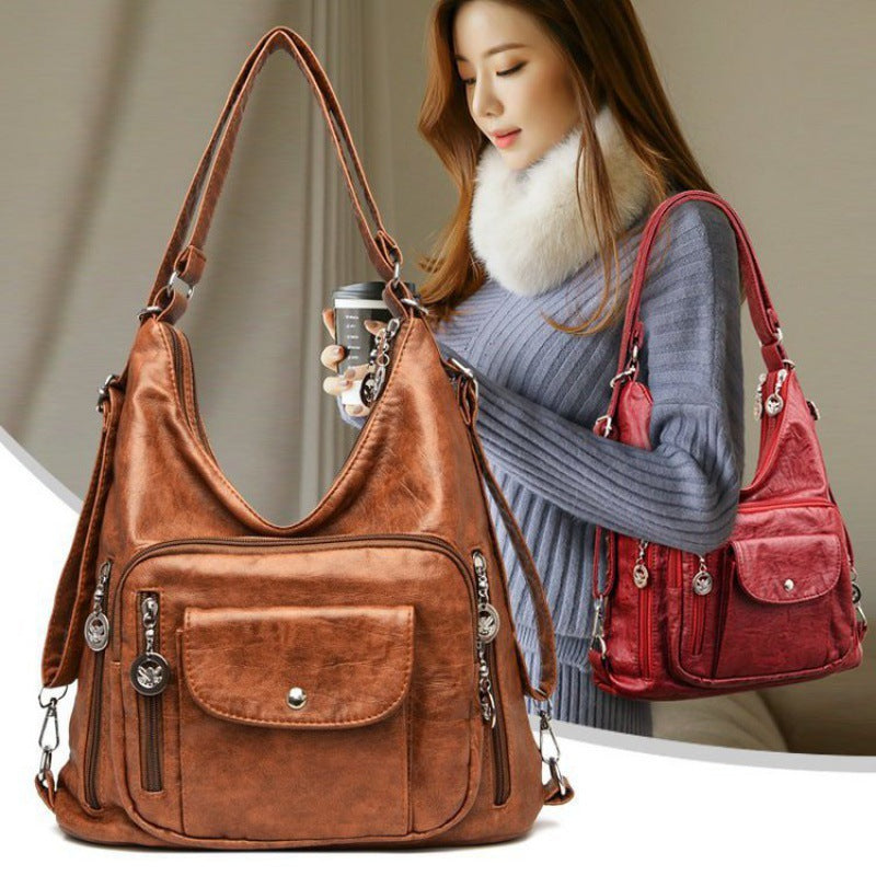 Large-Capacity PU Bucket Shoulder Crossbody Bag for Women