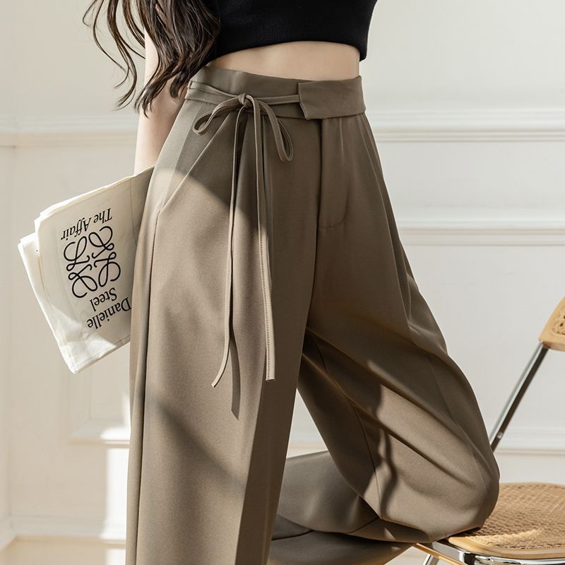 Women’s High-Waisted Straight-Leg Cupro Casual Pants