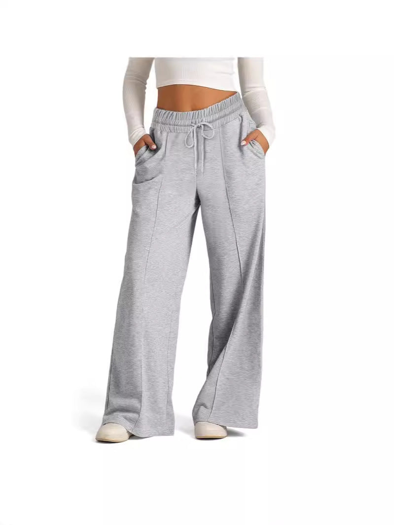 Women’s High-Waisted Lace-Up Wide-Leg Casual Pants