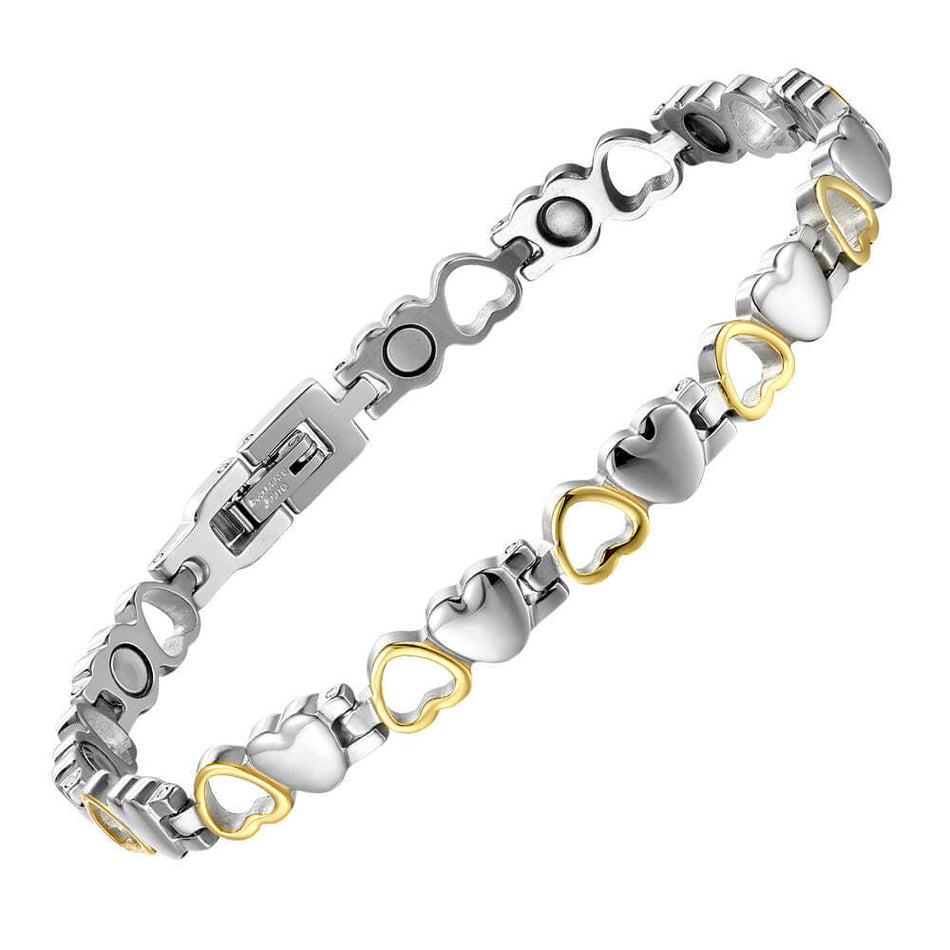 18K Gold Heart Couple Bracelet, Stainless Steel Jewelry for Men & Women