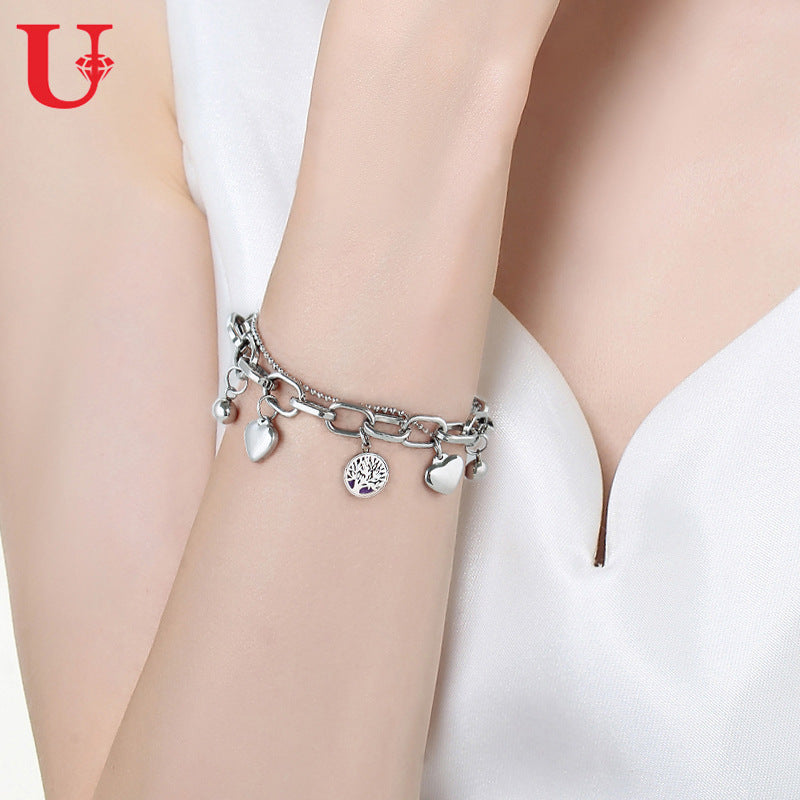 Titanium Steel Aromatherapy Bracelet for Women, Adjustable Hollow Design