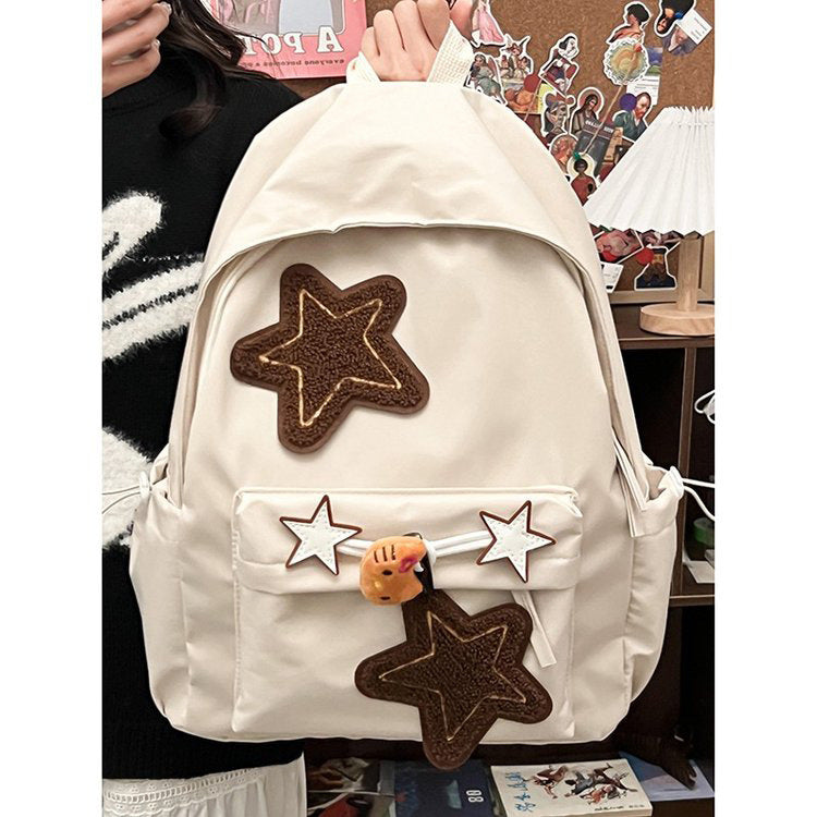 Large-Capacity Nylon School Backpack for Women, Korean-Style 14-Inch Bag