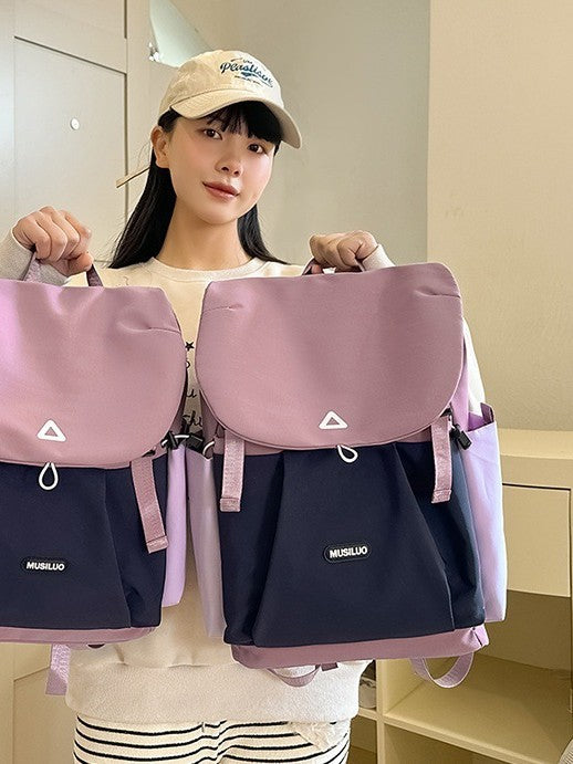 Women’s Lightweight Nylon Travel Backpack with Curved Shoulder Straps
