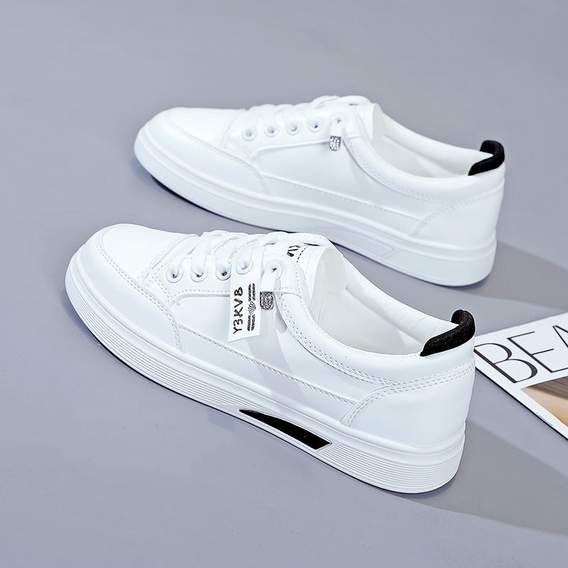 Women's White Platform Sneakers with Color-Block Detail