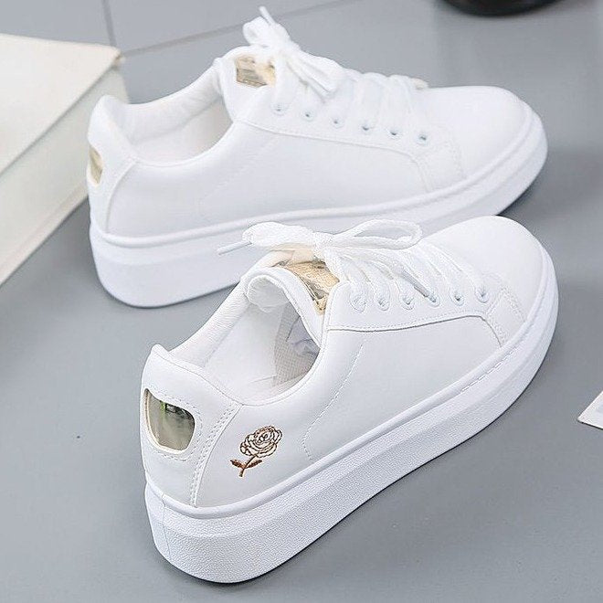 Women's Korean-Style PU Casual Sneakers