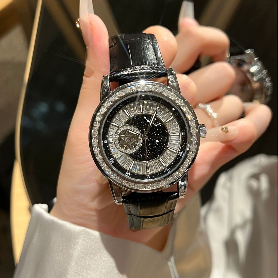 Black Swan Men's Quartz Watch with Leather Strap