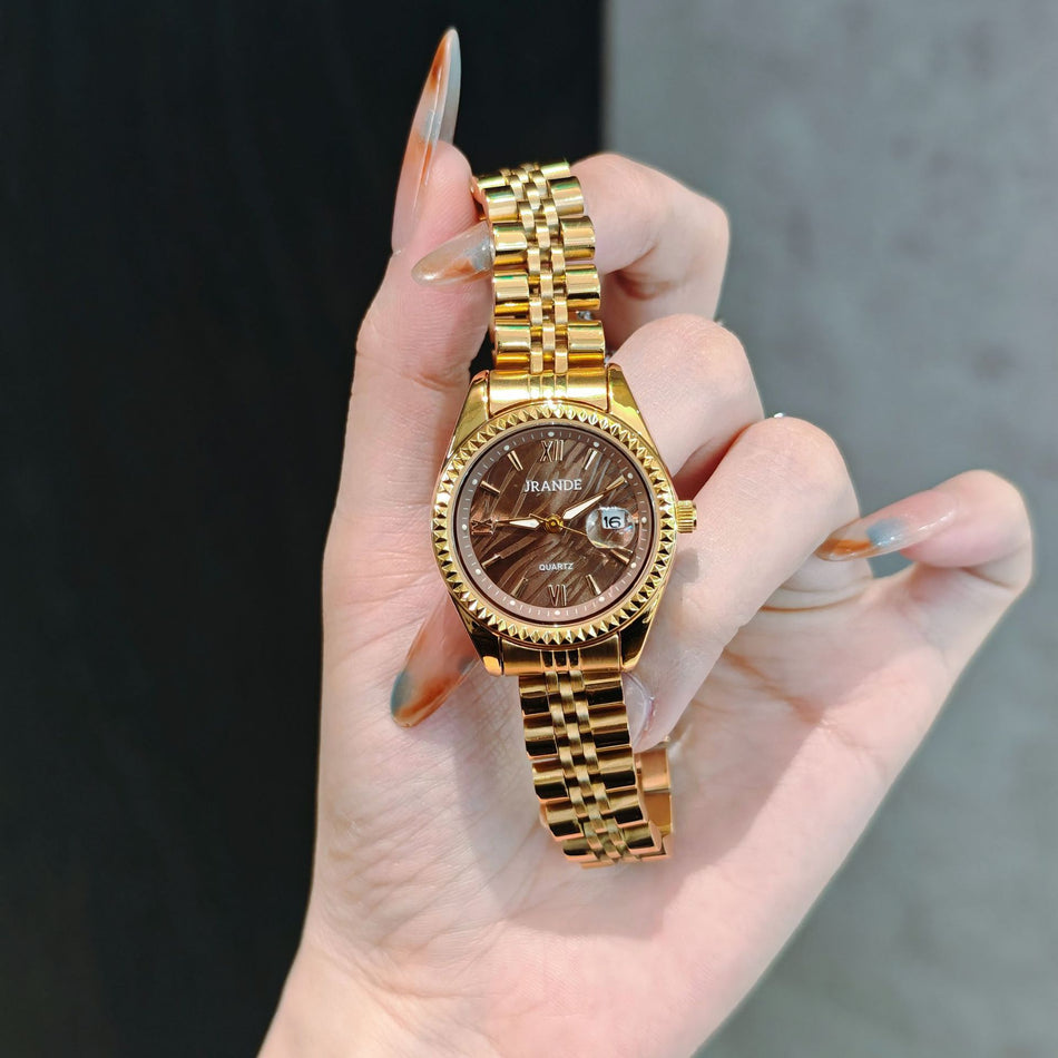 Luxury Gold Stainless Steel Quartz Watch for Women