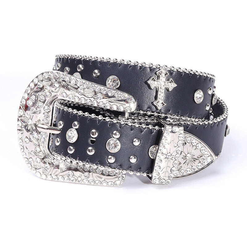 Kids Rhinestone PU Belt with Circle Buckle for Boys & Girls