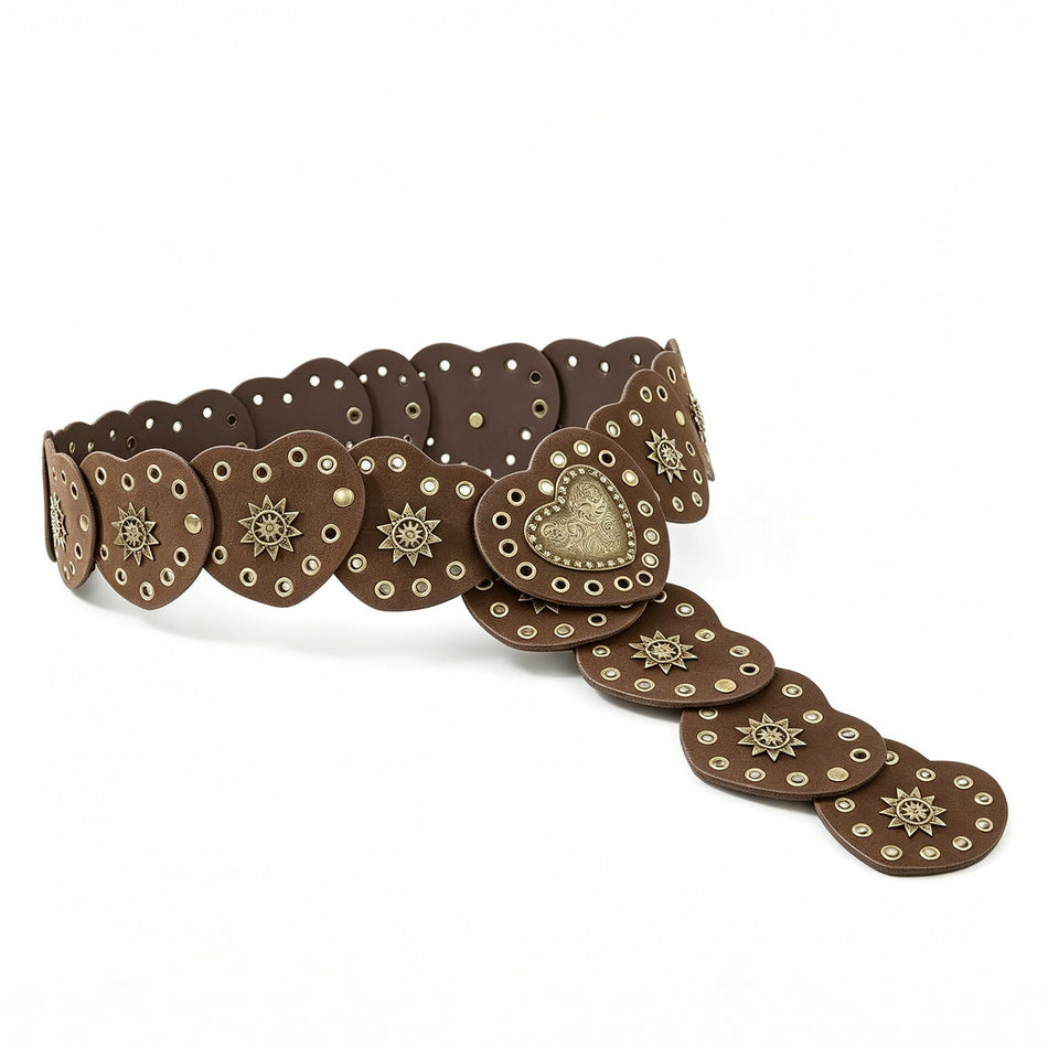 Women's Retro Rivet Wide Waist Belt – Bohemian Ethnic PU Belt