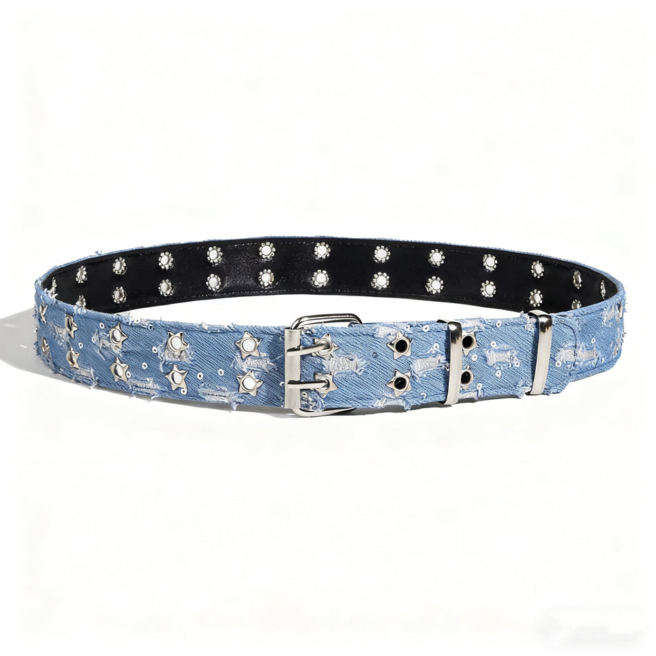 Unisex Y2K Star Rivet Belt – Punk Denim-Style Decorative Waist Belt