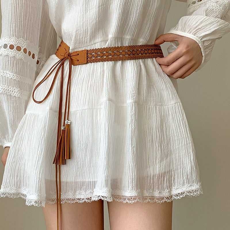 Women's Bohemian Tassel Waist Belt – Ethnic Hollow-Out Decorative Cincher