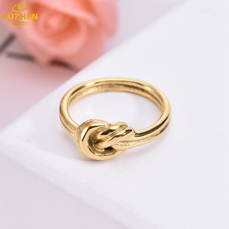 Women's Gold-Plated Stainless Steel Knot Ring