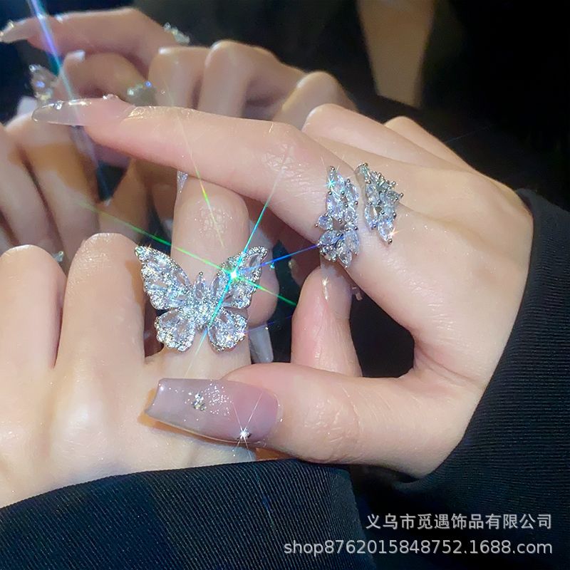 Full Zircon Butterfly Ring for Women