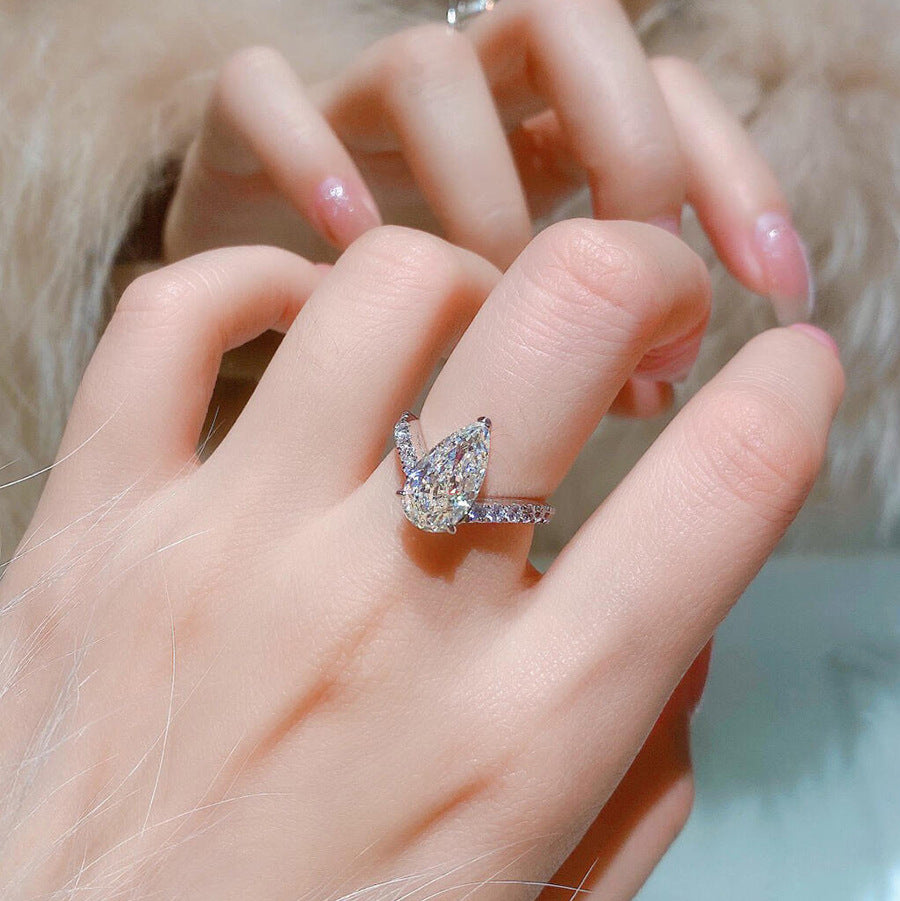 Water Drop Zircon Open Ring for Women