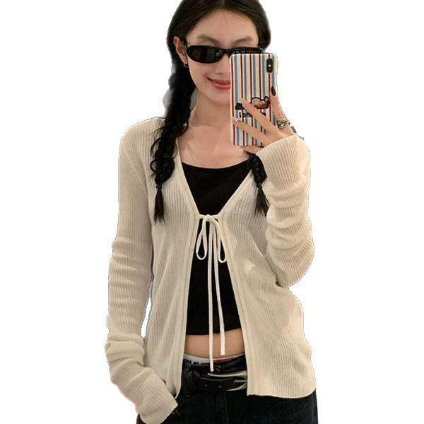 Women's Blue Knit Cardigan Shawl Style Outerwear