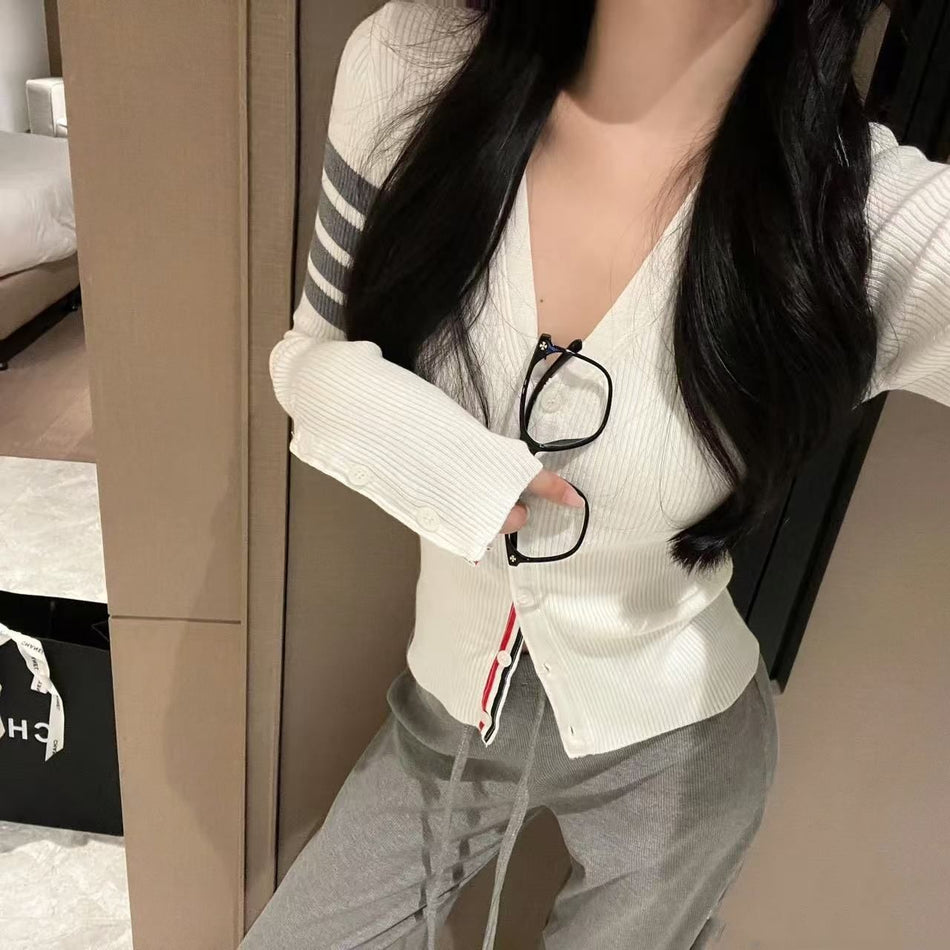 Women's Preppy Style Short Knit Cardigan Jacket
