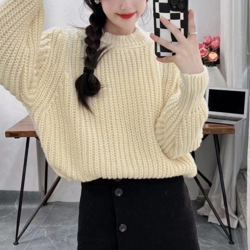 Women's Korean Style Thick Knit Pullover Sweater
