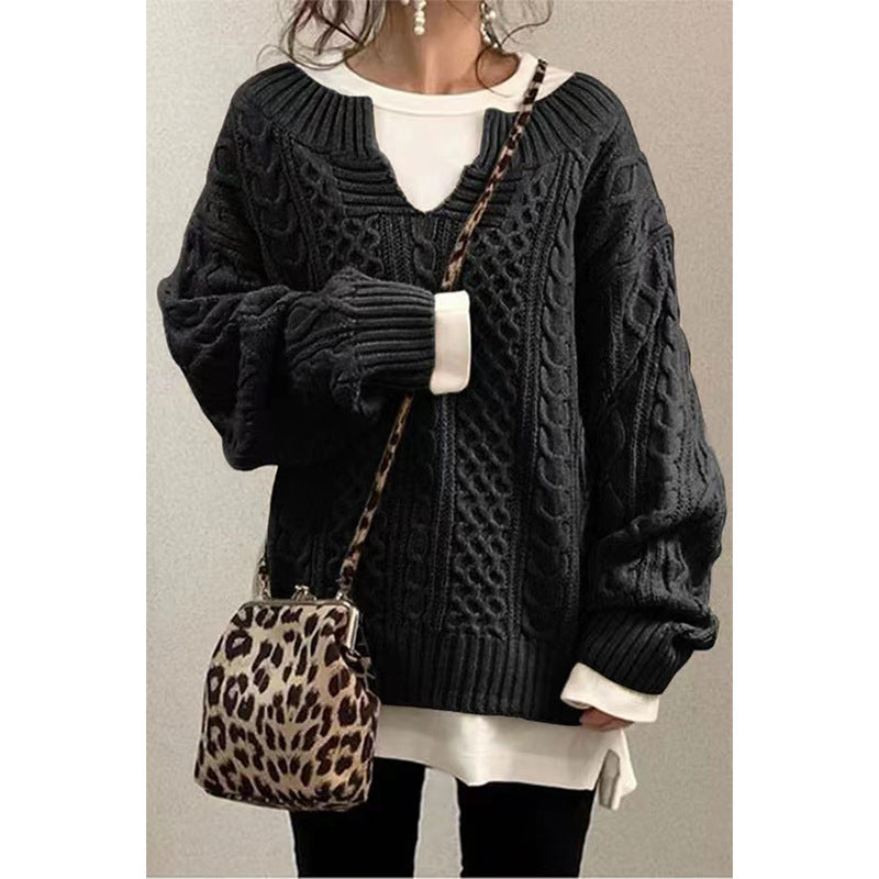 Women's Twist Knit Loose Pullover Sweater