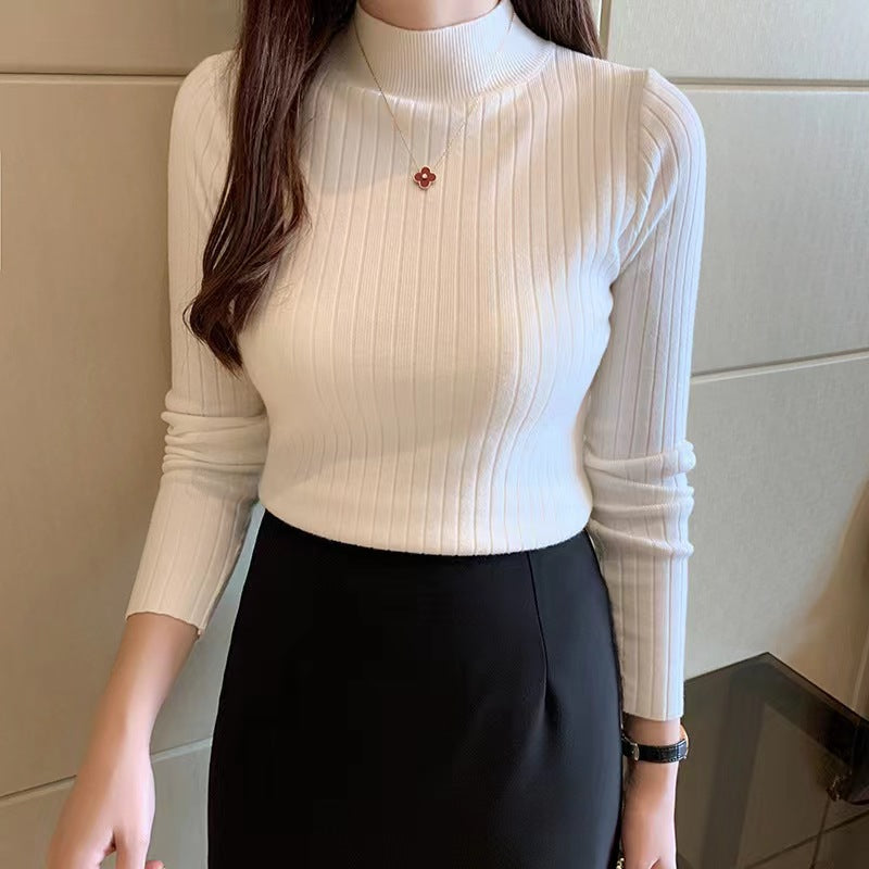 Women's Slim Half Turtleneck Long Sleeve Knit Top