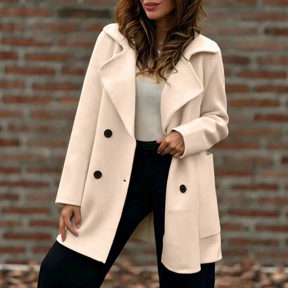 Women's Elegant Loose Double-Breasted Wool Coat
