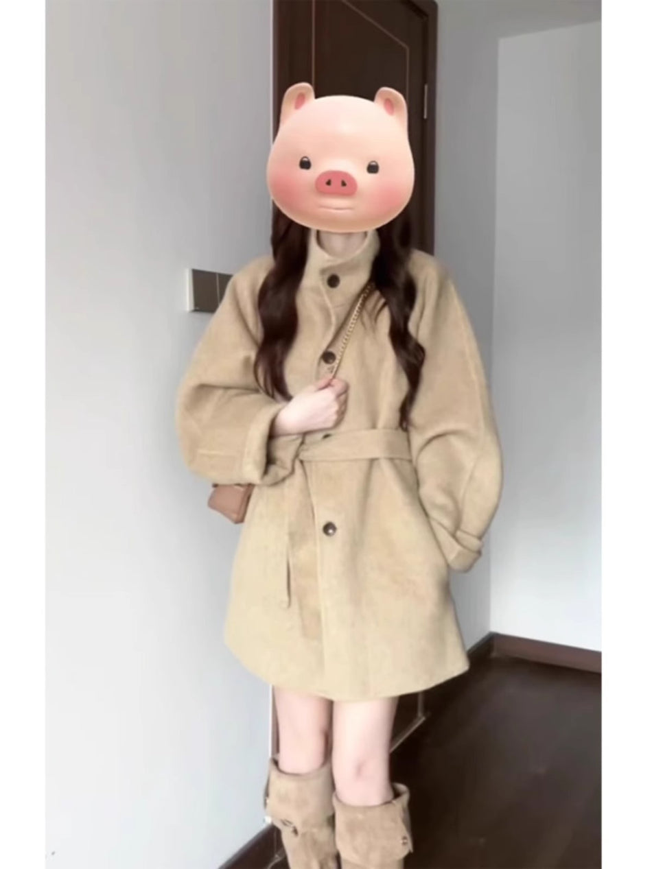 Women's Hepburn Style Thickened Wool Blend Coat