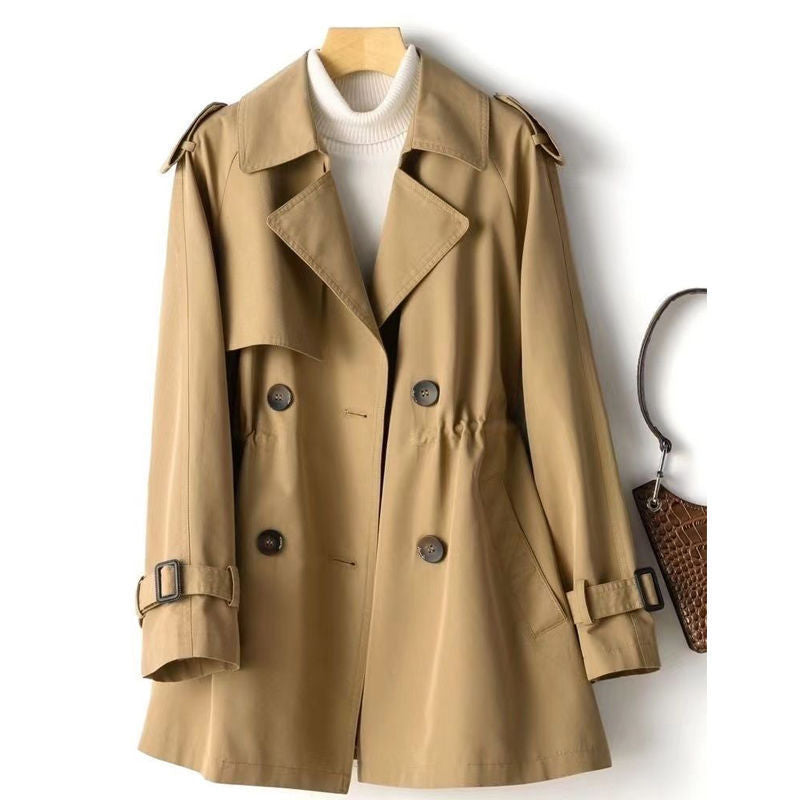 Women's Korean Style Mid-Length Waist-Cinched Trench Coat