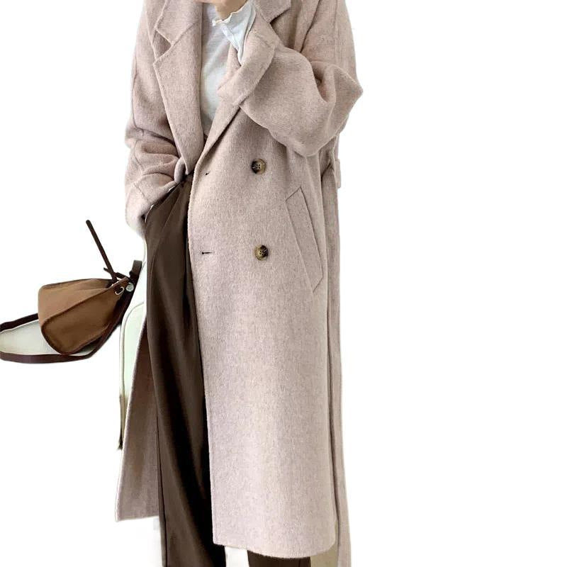 Women's Hepburn Style Mid-Length Loose Wool Coat