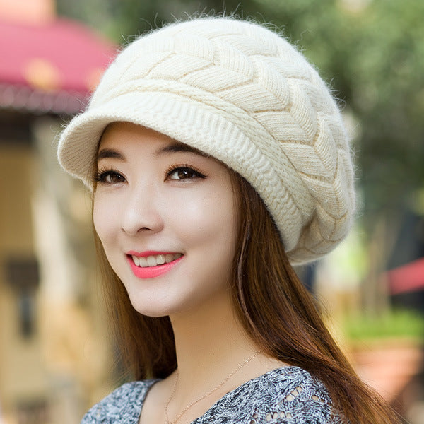 Women’s Fleece-Lined Wool Beret Warm Winter Hat
