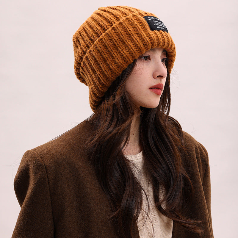 Unisex Large Size Fleece Lined Wool Knit Hat