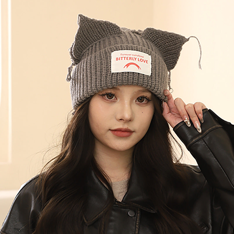 Women’s Cute Cat Ear Wool Knit Hat with Ear Protection