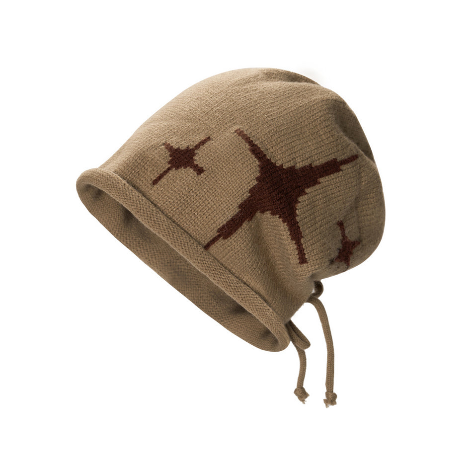 Women’s Drawstring Wool Knit Hat Warm Large Fit Beanie