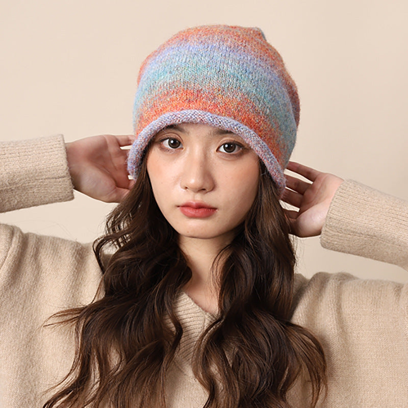 Women’s Gradient Slouchy Knit Beanie with Drawstring