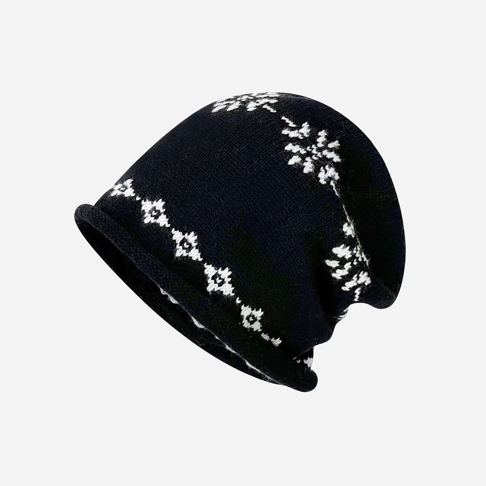 Women’s Fair Isle Jacquard Rolled Edge Knit Beanie