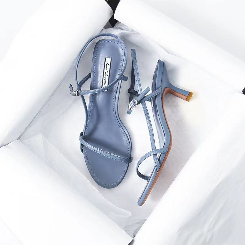 Women's Thin Heel Sandals, Open-Toe Korean Style High Heels