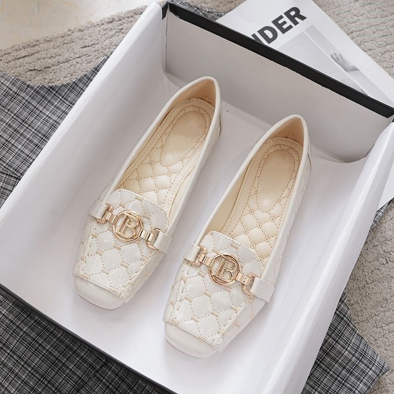Women's Square Toe Patent Leather Loafers, Soft-Sole Flats
