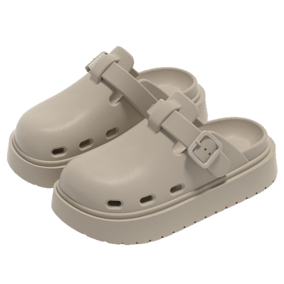 Unisex EVA Hole Shoes, Thick-Sole Closed-Toe Slip-On Clogs