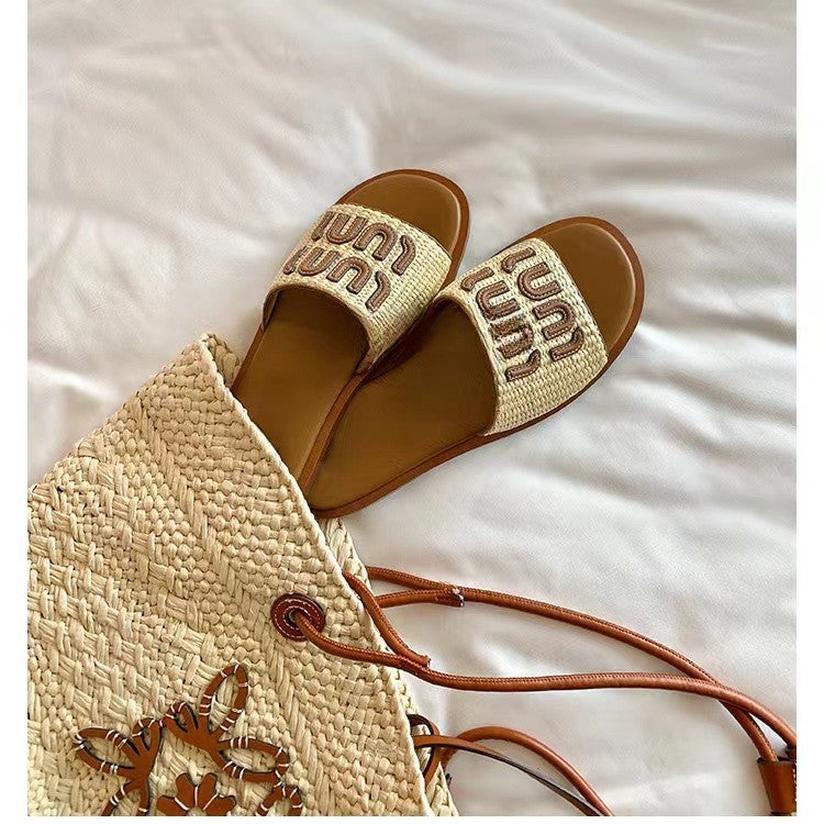 Women's Flat Single-Strap Sandals, Casual Beach Slippers