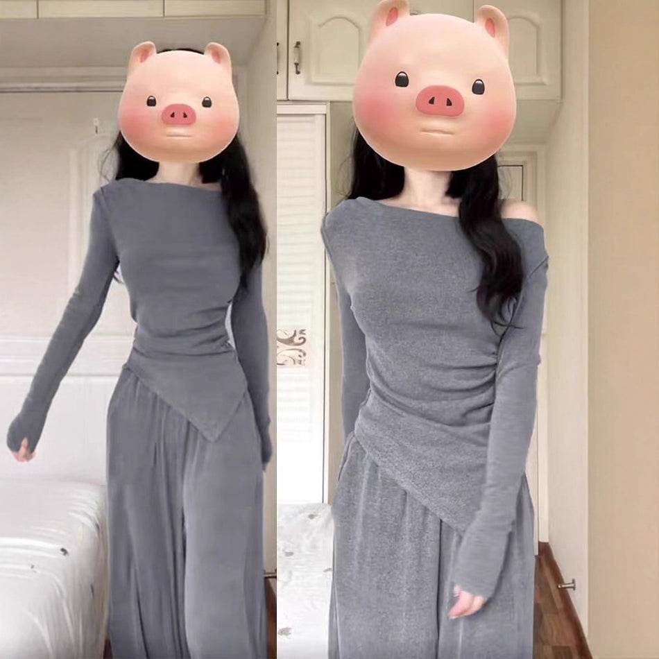 Women's Two-Piece Knit Set, Elegant Commuting Sweatshirt and Pants