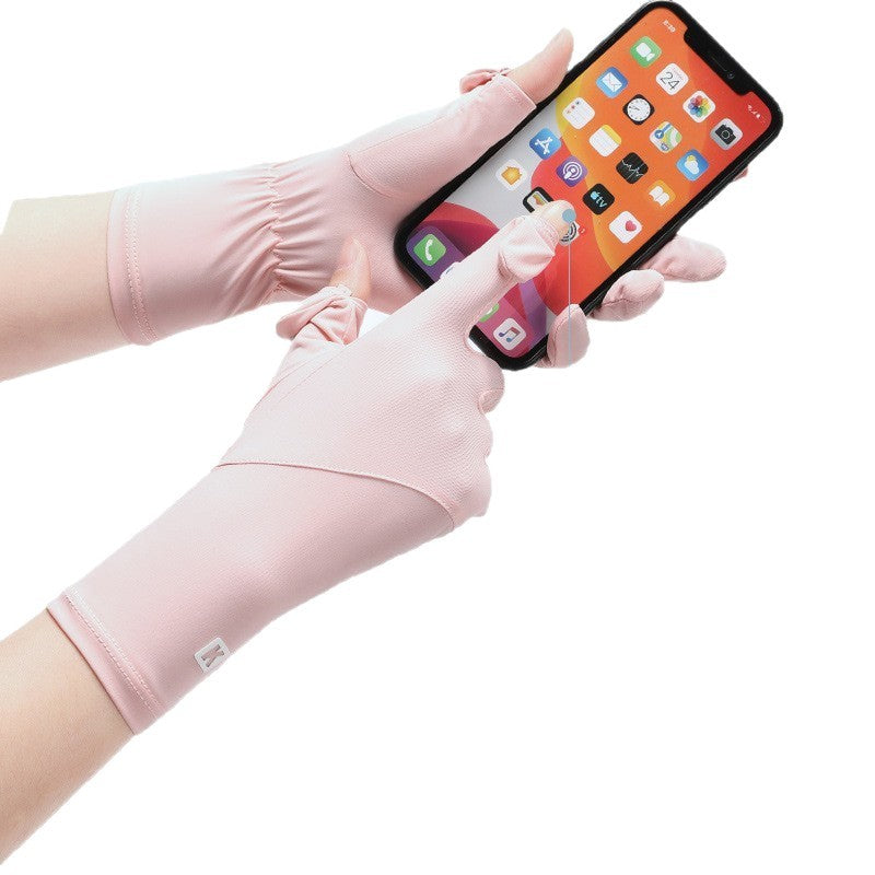 Women's Summer Ice Silk Sun Protection Gloves with Touchscreen