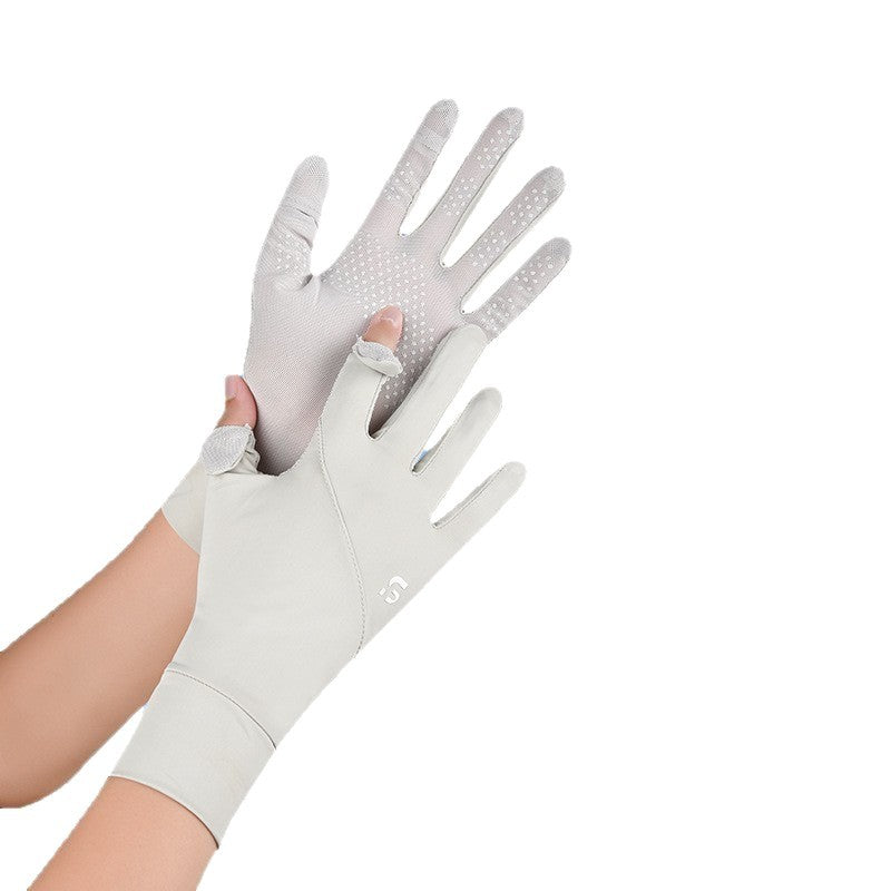 Women's Summer Ice Silk UV Protection Fingerless Gloves