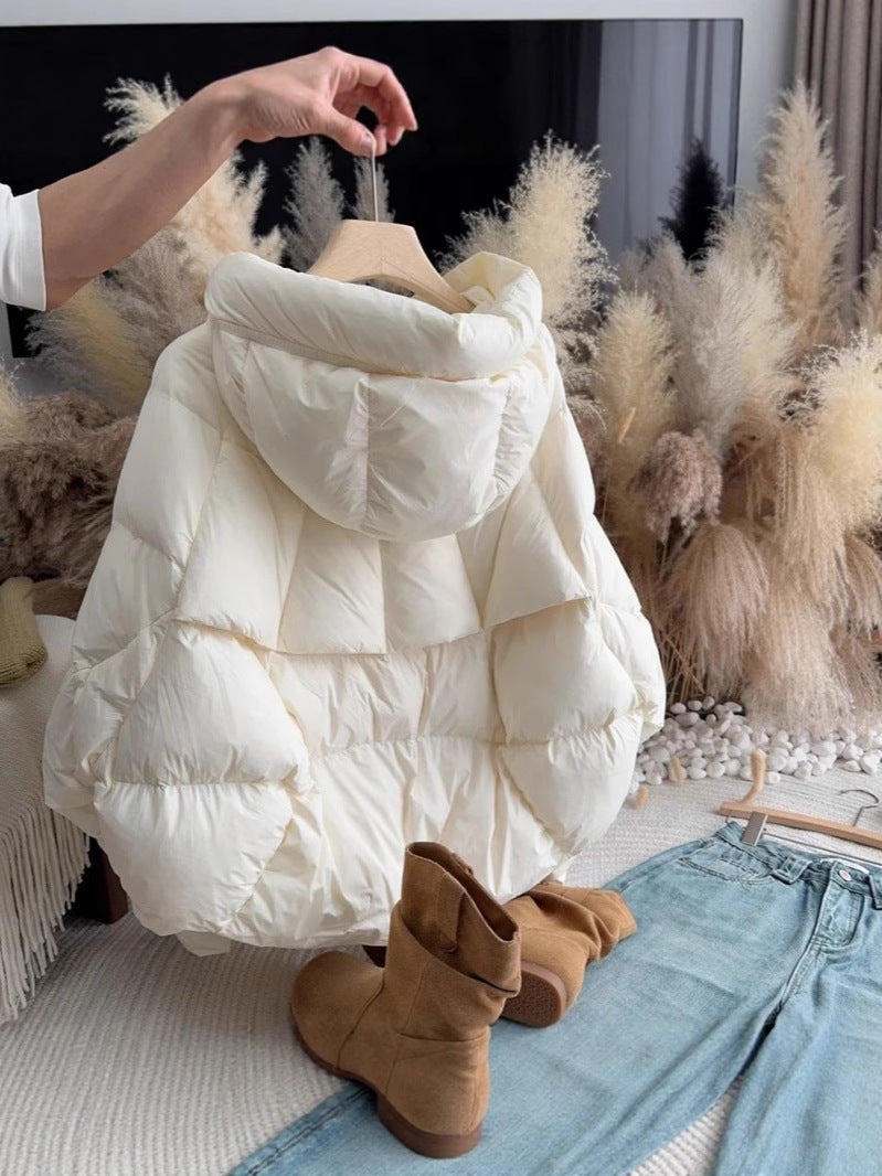 Women's Off-White Hooded Cotton Padded Winter Jacket
