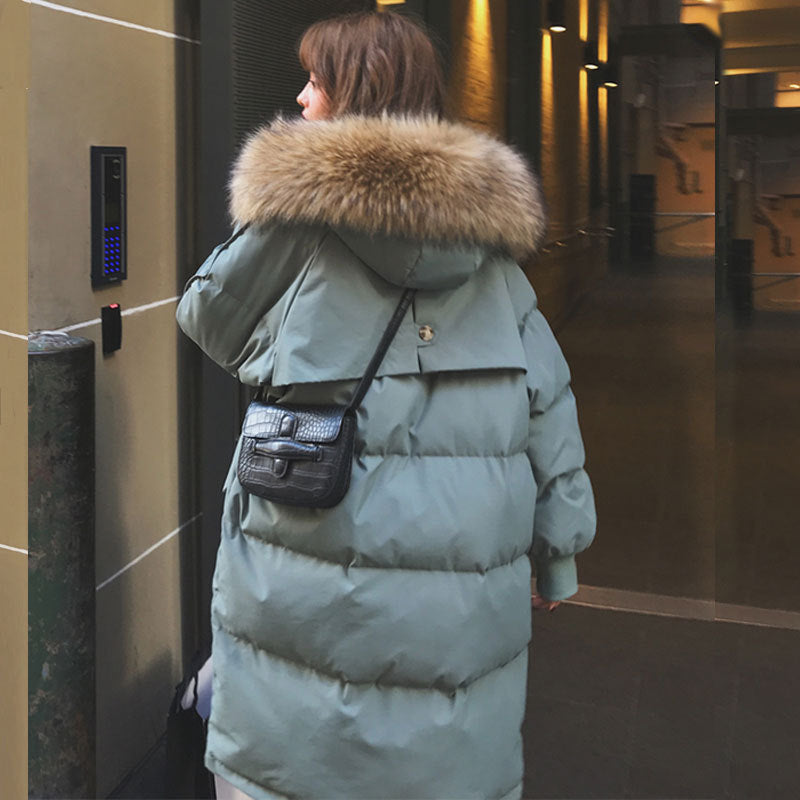Women's Mid-Length Loose Cotton Puffer Jacket Korean Style
