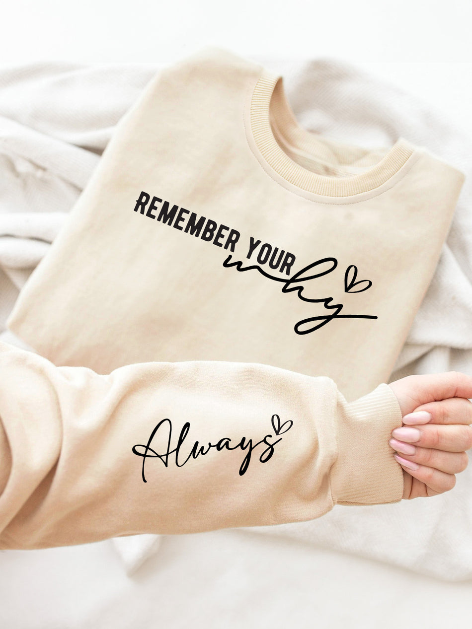 Cozychic Women's Letter Print Sweatshirt Soft Crew Neck