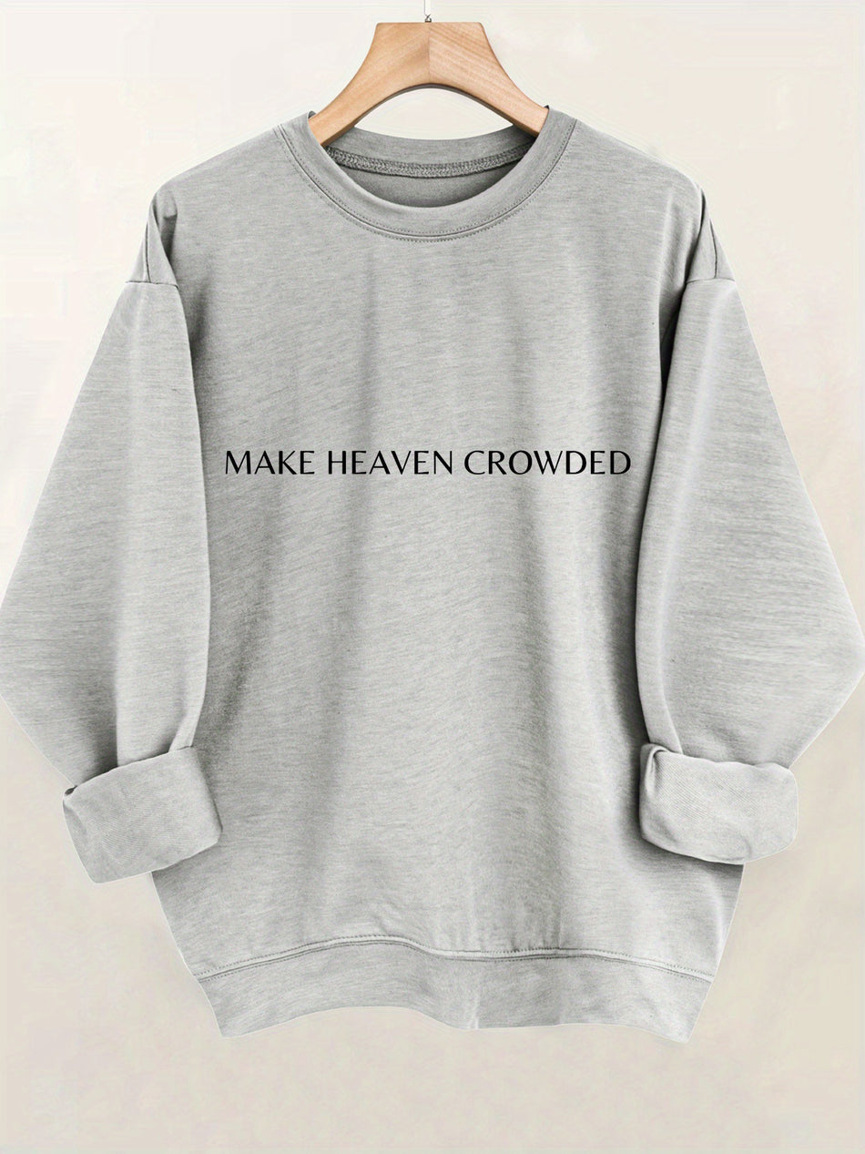 Women's Chic Letter Print Crew Neck Cotton Sweatshirt