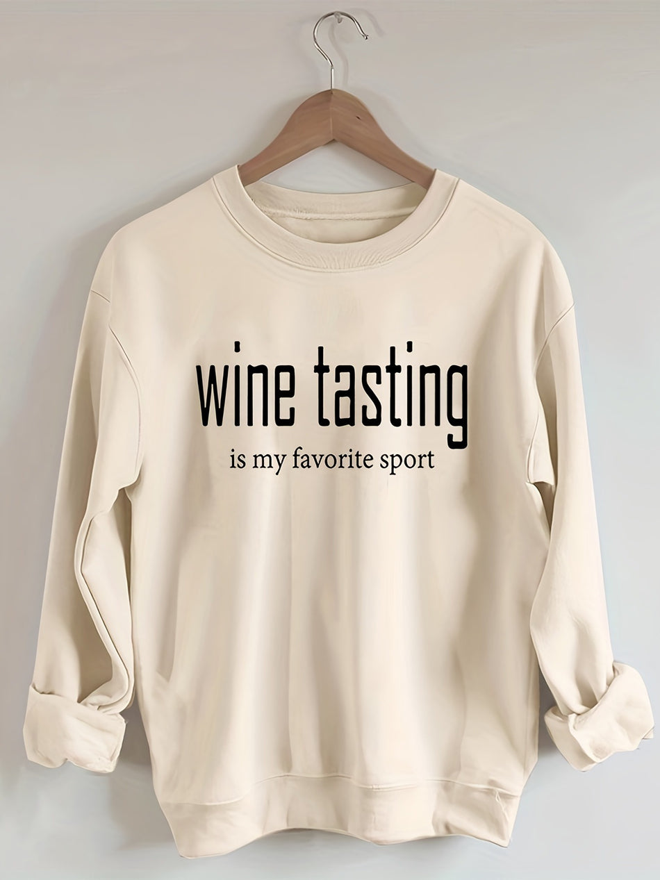 Women's Wine Tasting Art Print Casual Long Sleeve Sweatshirt
