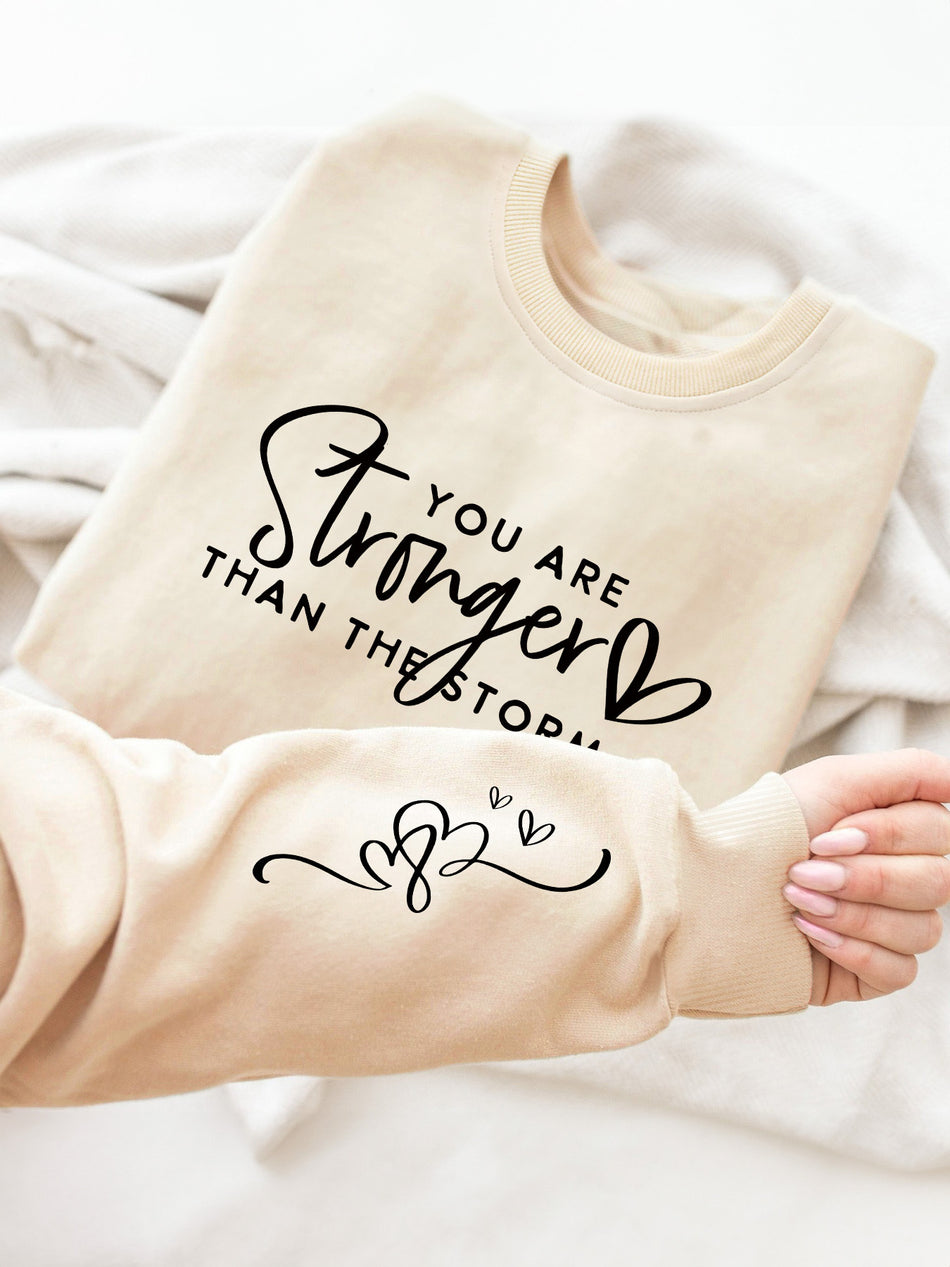 Women's Cozy Letter Print Crew Neck Casual Sweatshirt