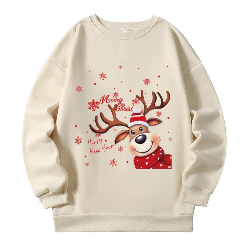 Women's Christmas Cute Reindeer Graphic Crew Neck Sweatshirt