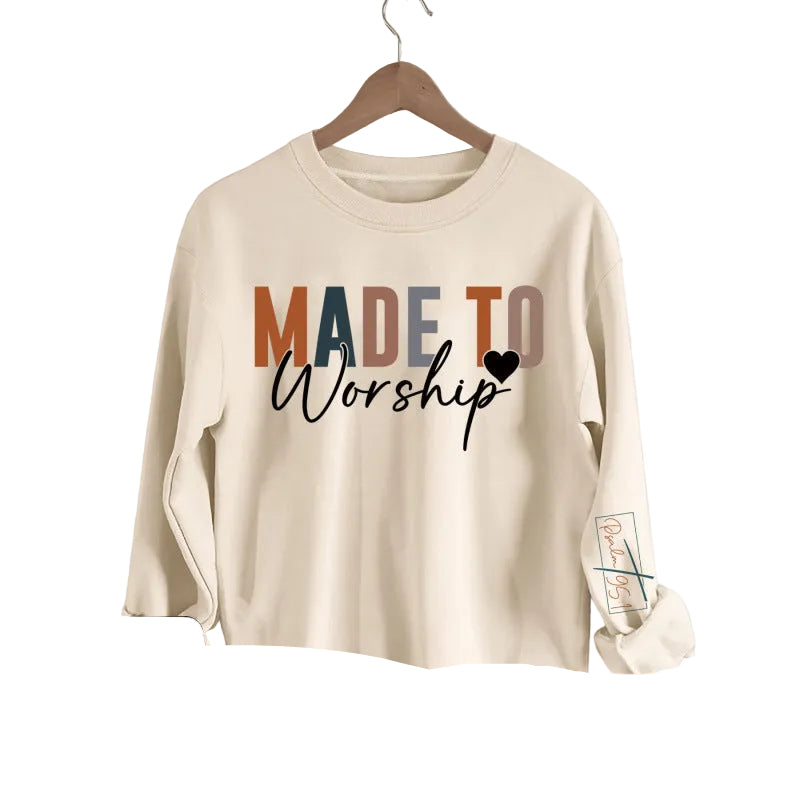 Women's Chic Letter Print Soft Crew Neck Casual Sweatshirt